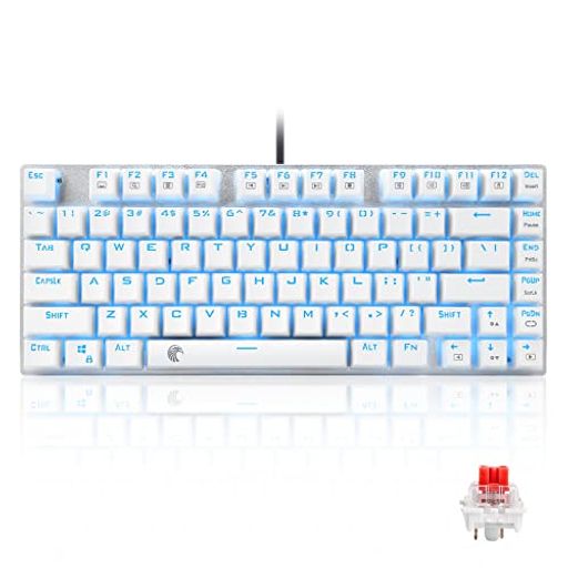 e元素ゲーミングキーボード81キー赤軸メカニカル式キーボードUSB接続有線アンチゴーストキー青色LEDバックライト防水機能付きゲーマー向け英語配列キーボード(赤軸・ホワイト) e元素ゲーミングキーボード81キー赤軸メカニカル式キーボードUSB接続有線アンチゴーストキー青色LEDバックライト防水機能付きゲーマー向け英語配列キーボード(赤軸・ホワイト)