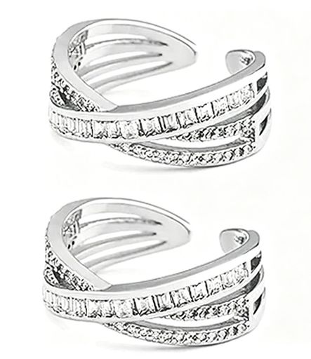クロス型指輪 MOEVA 美しいボティラインに Moeva Adjustable Ring Minimalist Fidget Ring Zirconium Open Ring (B)