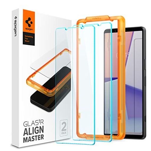 SPIGEN ALIGNMASTER ガラスフィルム XPERIA 1 V 用 ガイド枠付き XPERIA 1 V 対応 保護 フィルム 2枚入