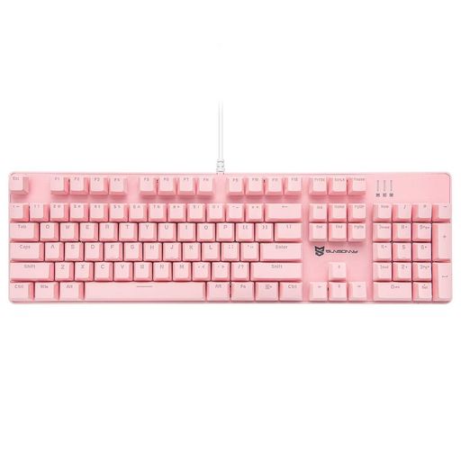 MERDIAメカニカル式ゲーミングキーボード全104キーボードUS配列有線USB有線キーボードLEDバックライト付き(青軸-ピンク)