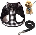 AIBNOSHY リード ハーネス 2点セット 猫 Tシャツ 犬服 胴輪 ペット用品 小型 中型 犬 猫 洋服 キャットウェア ドッグウェア (ブラック&ホワイ...
