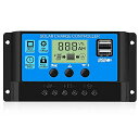 RUIZHI10Aソーラー充電コントローラー使いやすいミニLCDディスプレイデュアルUSBポート自動充電および放電電流保護ソーラーパネルRV携帯電話タブレットコンピューターカメラなどに適した…