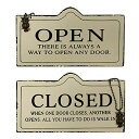 IRIWAドアプレートオープンクローズお店看板ビンテージ風木製OPENCLOSED両面アンティーク吊り下げかんばんベージュブラック二色(ベージュ)