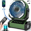 【自動首振り&20000MAH】 扇風機 キャンプ アウトドア 充電式ファン コードレス リモコン付き 切タイマー ポータブル 小型 屋外 サーキュレーター 二重反転 風力4段階 LEDライト 吊り下げ 強力送風 暑さ対策 アウトドア用 災害対策 グリーン(2)