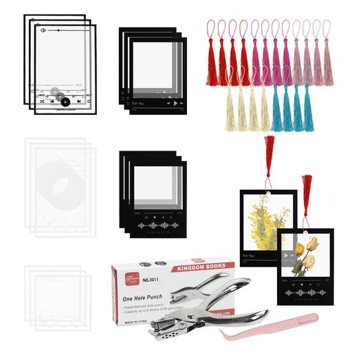 seimeinoki押し花しおりキット透明フィルム15枚セット透明ブックマーク手作りしおりキット音楽のテーマ..