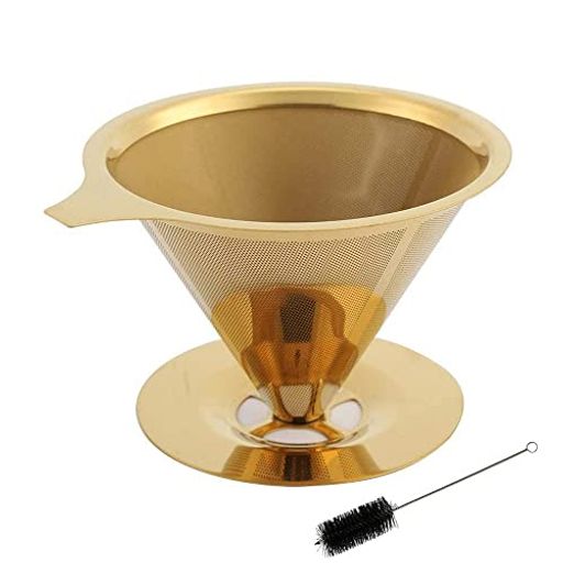 コーヒーフィルター ステンレス コーヒードリッパー 二層メッシュ 濾過 ステンレス製COFFEE FILTER ゴールドフィルターコーヒーフィルター 円錐フィルター ゴールド おしゃれ 再利用可 ペーパーフィルター不要 コーヒー用品ドリッパー