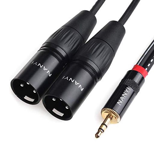 NANYI 3.5MM - 2XLR (メス-オス)マイクケーブル マイク用またはプロ録音用 MIXING (3.5MM-2 XLR オス-5M)