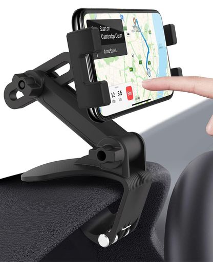 woleyiスマホ車載ホルダークリップ式携帯電話スタンドダッシュボード/サンバイザー/バックミラー取り付けスマートフォンマウントホルダー安定性伸縮可能高さ調整可4-12.9インチ機種対応
