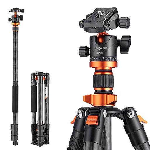 K&FConcept一眼レフ三脚カーボンカメラ三脚軽量コンパクト4段全高160cmボール雲台パノラマ撮影マクロ撮影一脚可変式レバーロック式折り畳み可トラベル三脚ビデオカメラデジタルカメラに…
