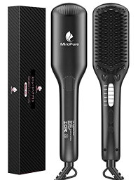 MIROPURE ヒートブラシ MAX230°C 6段階温度調節 ブラシアイロン 電熱 ヘアブラシ 60秒間急速加熱 マイナスイオン 静電気防止 温度ロック機能 火傷防止 ポータブル 軽量 海外対応 360度回転コード 内巻き 外巻き 母の日 誕生日