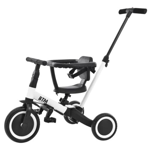 TOPCLOUD 子供用三輪車 4IN1 自転車 オリジナル 押し棒付き 安全バー付き キックボード (ホワイト)