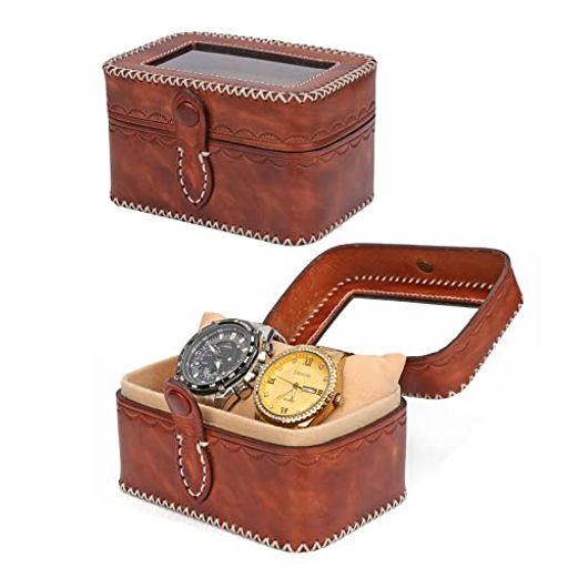 TOURBON 腕時計ケース 腕時計コレクションボックス 本革 2本収納