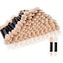 アイシャドウチップ アイシャドウブラシ アイシャドウちっぷ メイクブラシ メイクチップ 業務用・使い捨て・ディスポ 50本 ダブル 化粧ツール (ベージュ)DE...