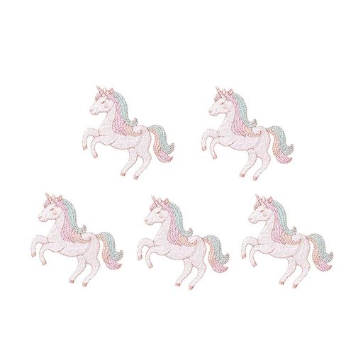 アイロンワッペン動物ベルクロワッペンアイロンアップリケおしゃれ刺繍(Aユニコーン5点セット)