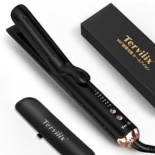 TERVIIIX【360°循環冷風】ヘアアイロン2WAY ストレートカールヘアアイロン32MM 海外対応 五段階温度設..