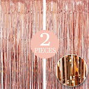 「2個セット」キラキラなタッセルカーテン華やかな金属感クリスマスパーティー用カーテンウェディング小道具誕生日写真背景デコレーションイベントの装飾(ローズゴルード...