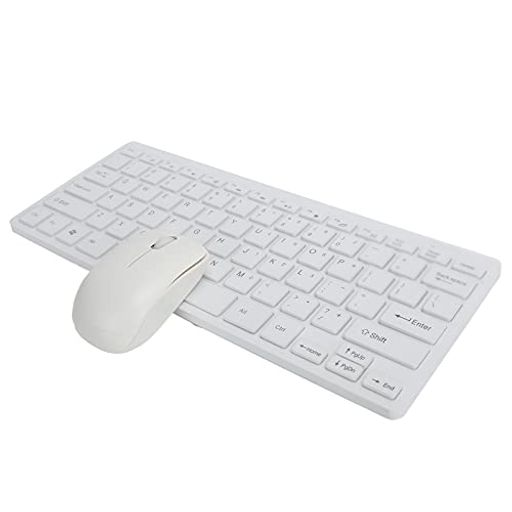 2.4GHZワイヤレスキーボードとマウスのコンボ、超薄型ミニコンパクトキーボードとマウスセット、キーボードフィルム付き、WINDOWS、ANDROID、IOS用(白い)