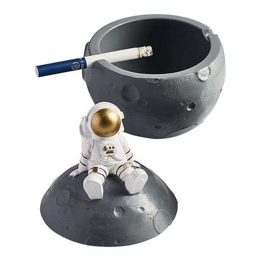 CMD灰皿卓上北欧スタイル月宇宙飛行士ふた付き樹脂はいざらユニークおしゃれ防風密閉大容量洗いやすい..