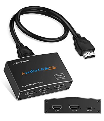 AVEDIO LINKS 4K@60HZ HDMI z 14o 1X4 HDMI Xvb^[ 4|[gɑΉ 14o͂̃Xvb^[ 4ʓo 3D HD 1080P HDTV DVD PS5 XBOX Ή HDMIP[u