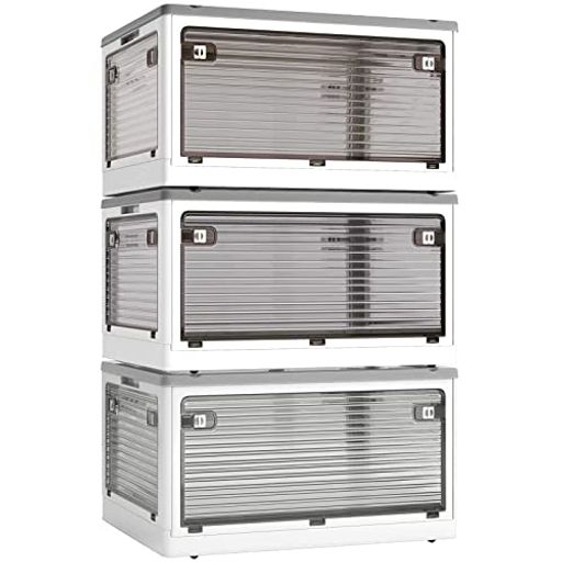 X XUNTAO【収納ボックス 折りたたみ】蓋付き 積み重ね 全方向から取り出せる 3個セット 収納ケース 衣類 布団 おもちゃ 小物 収納 折り畳み コンテナ ボックス 大型 プラスチック キャスター付き おしゃれ 組立簡単 防塵 防カビ 防湿 無臭