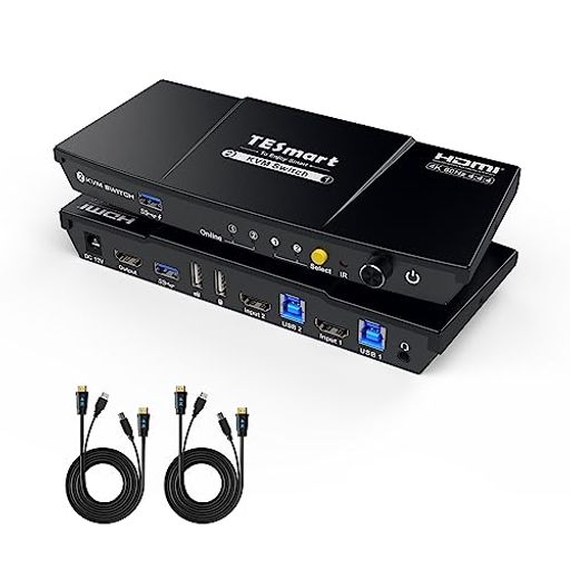 TESMART KVMå 21 USB3.0 HDMI ڤؤ 2ݡ 4K@60HZ KVM HDMI ش 2ѥ1ǥץ쥤 L/Rǥ&ޥ EDIDǽ ޥ&ܡɸߴåץ졼 ۥåȥ