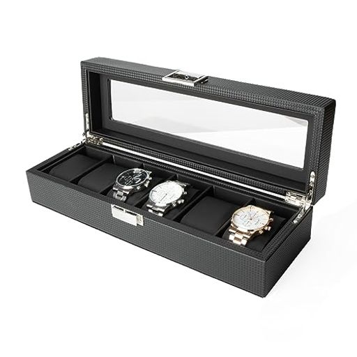 CALIFE 6本 時計ケース 高級腕時計収納ボックス 時計 コレクションケース カーボンファイバーPU製