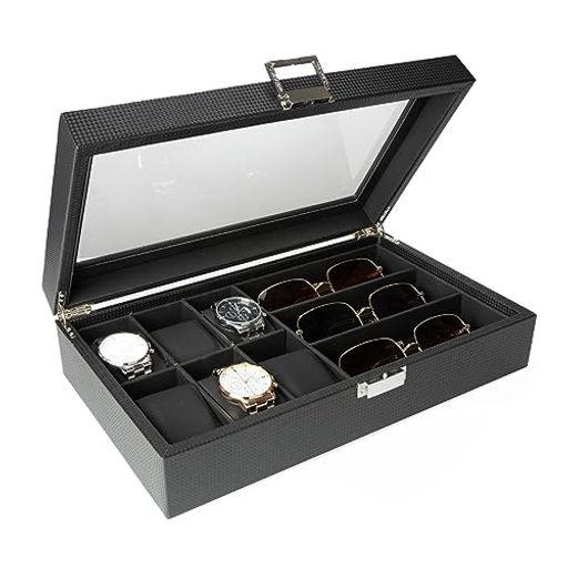 CALIFE 高級時計ケース 眼鏡・サングラス収納ボックス 腕時計6本 サングラス3本 収納ボックス コレクシ..
