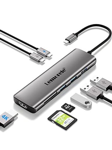 USB C HUB 8-IN-1 LEMORELE USB C nu hbLOXe[V USBC }`|[g A_v^[ 4K HDMI/1*USB 3.0/2*USB 2.0/USB C DATENPORTS/100W