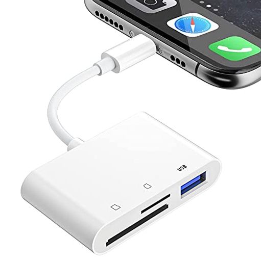 【最新型改良】IPHONE/IPADに適用 SD カードリーダー 3IN1 USB OTGカメラアダプタ 双方向データ転送 SDカードリーダー SD TF USB 変換アダプタ TF カードリーダー 写真 ビデオ キーボード 双方向 IOS対応(ホワイト)