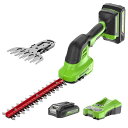 Greenworks(グリーンワークス)充電式電動芝生バリカングリーンバリカン刈幅150mm切断径20mm24V2AhUSBバッテリー・充電器付属1台2役の草刈り用バリカンブレードと植木剪定用トリマーブレード切…