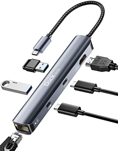 DOCKTECK 6-IN-1 USB C nu 4K@60HZ HDMI USBnu TYPE-C 4K HDMI |[g PD 100W USB-C|[g 2~USB 3.0 1GBPSC[Tlbg |[g TYPEC nu MACBOOK