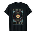 カスタムヴィンテージ1982ビニールターンテーブルレトロDJ40歳の誕生日Tシャツ