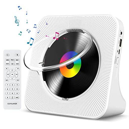 GUERAY CDプレーヤー 卓上置き式 BLUETOOTH5.0 2023年革新 CDプレイヤー 1台多役 CDラジカセ CD/FM/USB/AUXなどに対応 CDラジオ 防塵透明カバー付き LEDディスプレイ リモコン付き