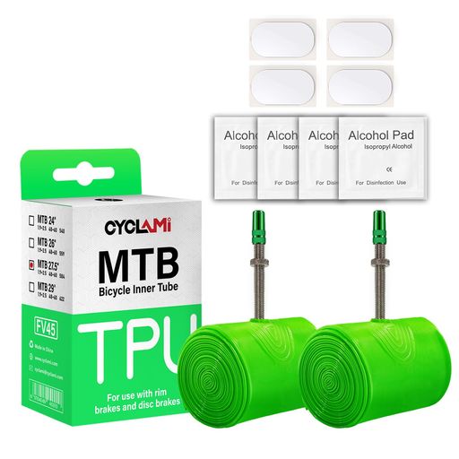 2本セット CYCLAMI 65g 超軽量 マウンテンバイクTPUインナーチューブ 27.5” X 1.9-2.5 MTB自転車用インナーチューブ バルブ長 フランス 45mm(4個のPCSバイクインナータイヤパッチ修理キットが含ま…