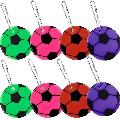 [MAEXUS]反射キーホルダーリフレクター【8枚入り】キーリングチャーム光る夜間サッカーボール交通安全安全グッズ通学通勤塾習い事散歩子供大人