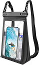 Guzack防水ケーススマホ防水ケース携帯大型防水スマホケース大容量TPUスマホIPX8防水認定指紋・タッチ操作・FaceID認証対応お風呂用左右二重ロック保護完全密封新版ネック・肩ストラップ…