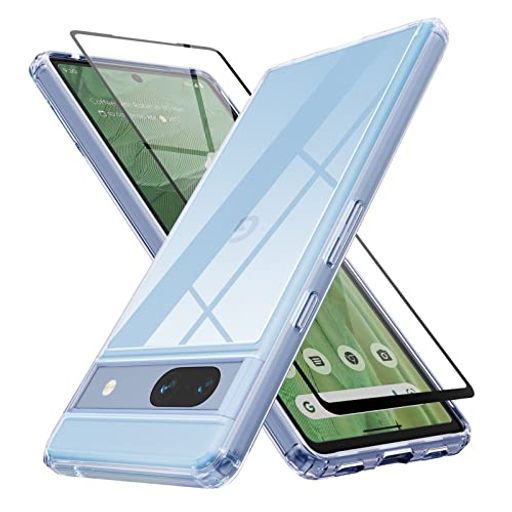 【CASESTAR】GooglePixel7aケース指紋防止透明TPU+ポリカーボネートハイブリッド米軍MIL規格取得Pixel7a[1枚*9Hガラスフィルム][指紋認証対応]-(Clear)
