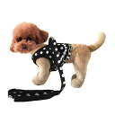 ペット犬 猫 用 ハーネス 胴輪水玉模様の猫 服 小型犬のためのペットベストロープ調整可能120 CMバッファーロープ 黒リード セット 超小型犬 小型犬 子犬...