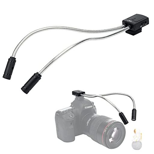 JJC ポータブル LED マクロアームライト CRI 95+ 5600K フォト照明 5段階調節 調節可能なフレキシブルアーム ホットシューに取り付け フィルライト マクロレンズ カメラ クローズアップ写真用