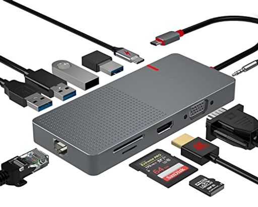 ANYPLUS USB C nu 11-IN-1 USB HUB USB C ϊA_v TYPE-C HDMI VGA(4K HDMI DISPLAYPORT HDMI ϊ/USB LAN/PD 100 W}[d|[g/2USB