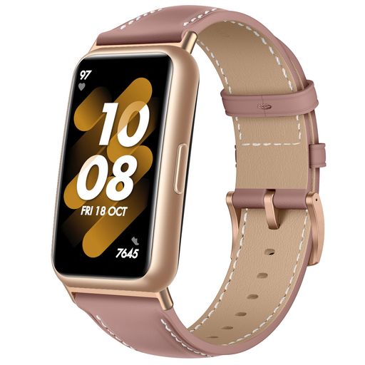 [LANQII]レザーバンドFORHUAWEIBAND7対応バンドPUレザー素材ベルトソフト柔軟性ビジネス風交換ベルトレディース&メンズ革製ストラップ(ピンク)