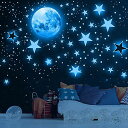 夜光ステッカー蛍光星光るきらきら星夜光ステッカー星月丸ドット壁紙部屋飾りハロウィンクリスマス小物部屋装飾品子供プレゼント誕生日パーティーブルー