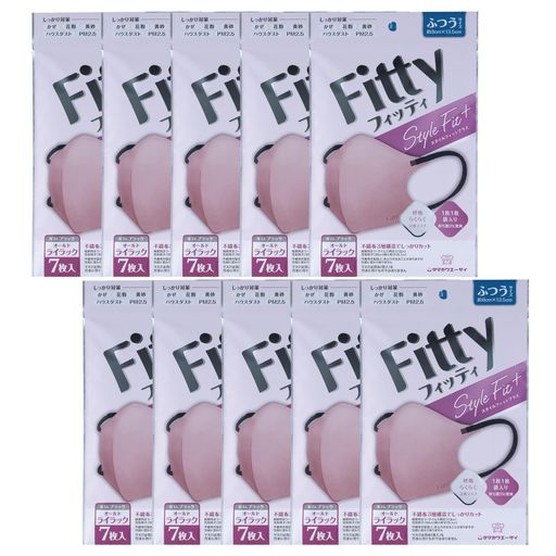 【まとめ買い】フィッティスタイルフィットプラス立体オールドライラックxブラックふつう7枚入10個セット