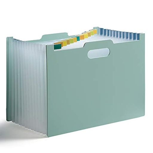 ドキュメントファイル 13ポケット A4 書類ケースドキュメントスタンド ファイルボックス オフィス 整理 書類 収納 自立型 (緑)