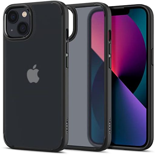 SPIGEN IPHONE13 用 ケース 半透明 マット感 2重構造 指紋防止 米軍MIL規格取得 耐衝撃 TPU バンパーケース すり傷防止 ワイヤレス充電対応 ウルトラ・ハイブリッド マット ACS03623 (フロスト・ブラック)