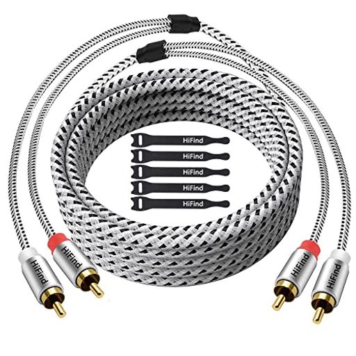 RCAケーブル1MHi-Fi音質サブウーファーコード赤白同軸デジタルオーディオケーブル1メートル2RCA-2RCAアナログステレオ音声線2重シールドナイロン高耐久スピーカー、アンプ、HDTV、車、ホー…