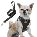 AIMINTO デニム犬用ハーネス&リードセット、通気性の高いメッシュ素材、軽量、ハーネス胸元に反射材付き - 猫や小型犬用 (XXSサイズ 胴範囲28-32C...