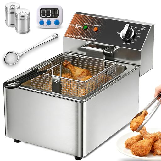 Freezers, Refrigerators - 電気フライヤー業務用10Lタイマー付属大容量業務用フライヤー80-200°C温度調節ステンレスフライヤー省エネ家庭用卓上揚げ物お手入れ簡単日本語の説明書付き(100/110V)