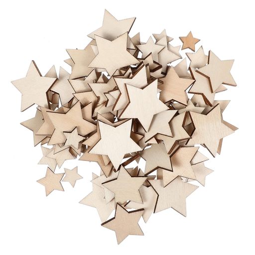 LIFKOME木製チップ星木材チップ200枚セット木製スライス木片星型DIY手作りペンダント14-34MMミクスクリスマス