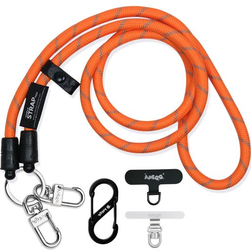[VPEGGGP]APEGGスマホショルダー120cmスマホストラップ携帯ストラップショルダー肩掛け首掛け斜めがけiPhone全機種対応アウトドアネックストラップストラップホルダーストラップ8mm_OrangexGray